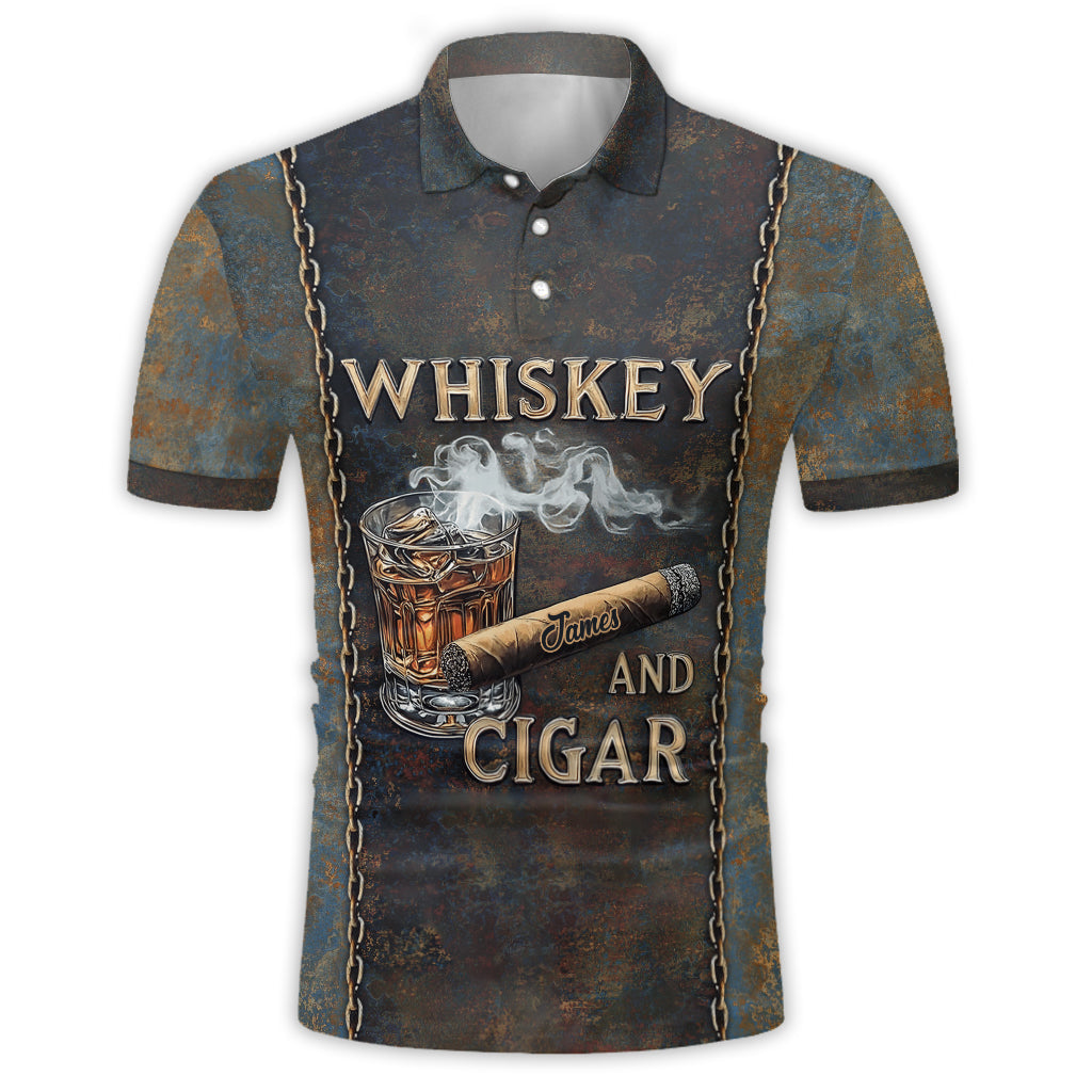 Whiskey und Zigarre – Personalisiertes Whisky-Poloshirt