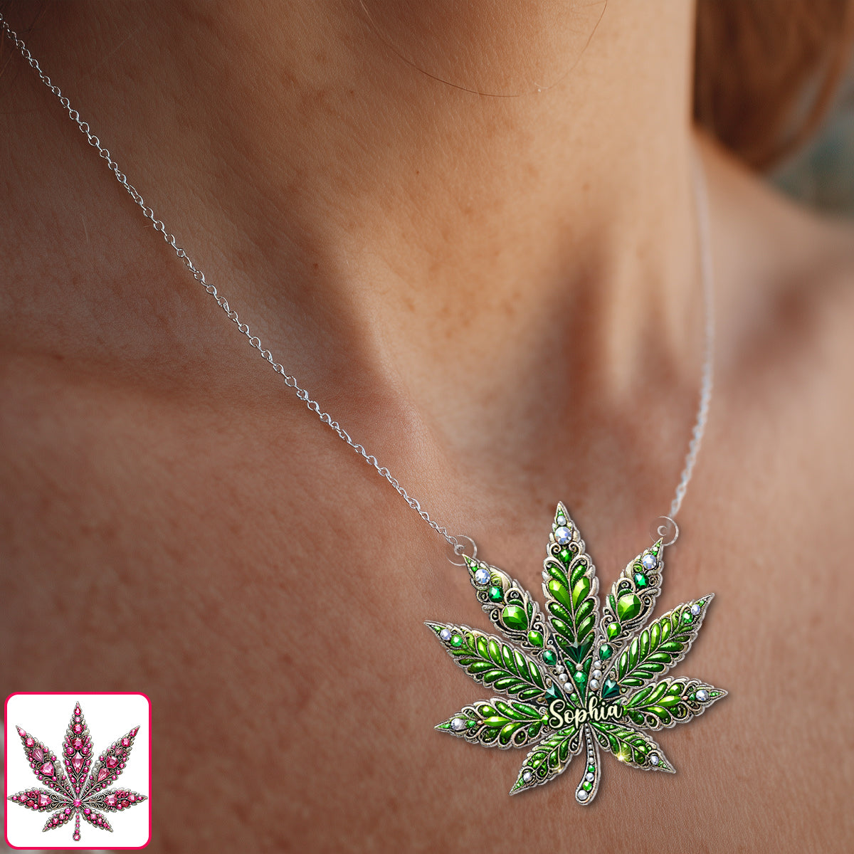 Stunning Leaf - Personalized Weed Custom Shaped Pendant Necklace