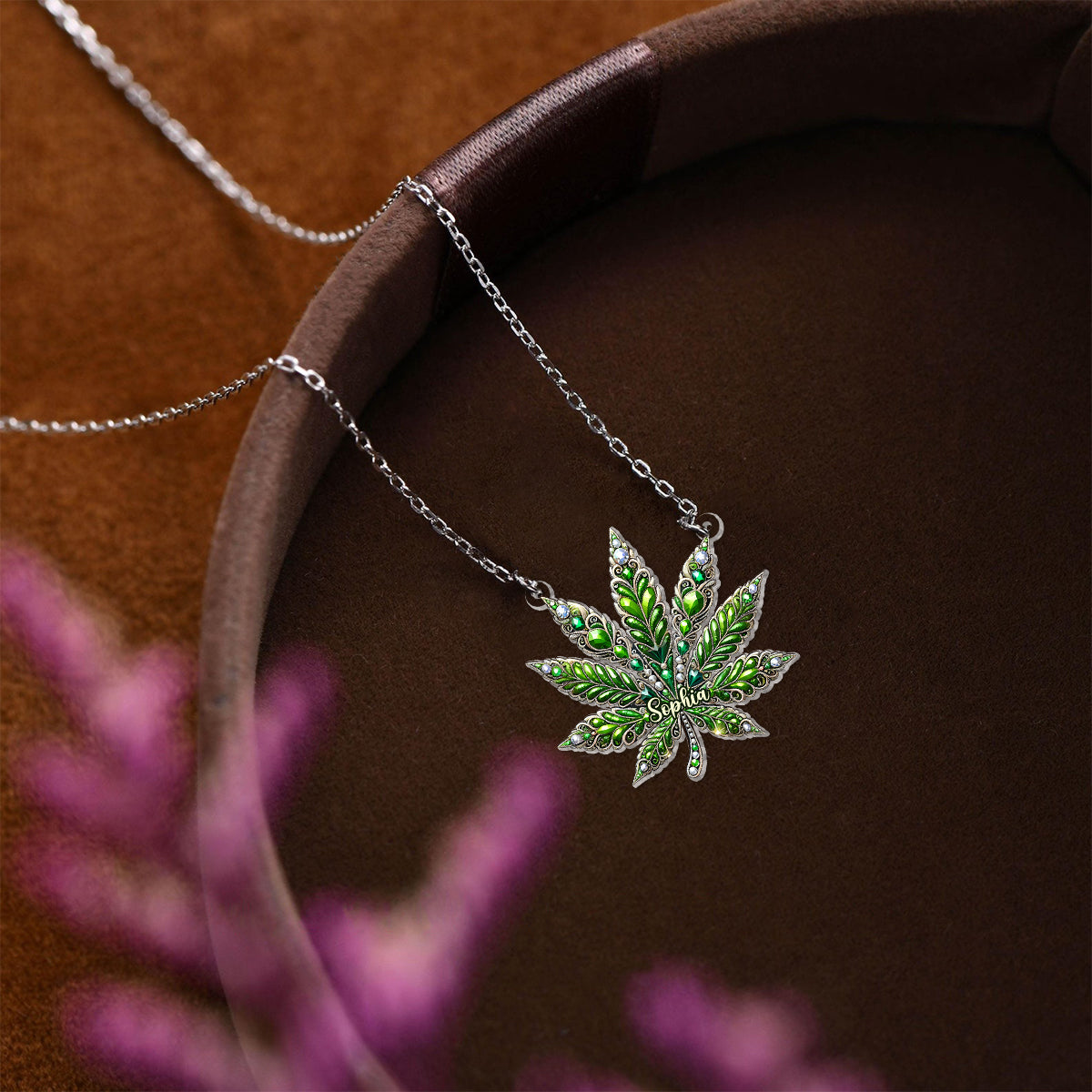 Stunning Leaf - Personalized Weed Custom Shaped Pendant Necklace