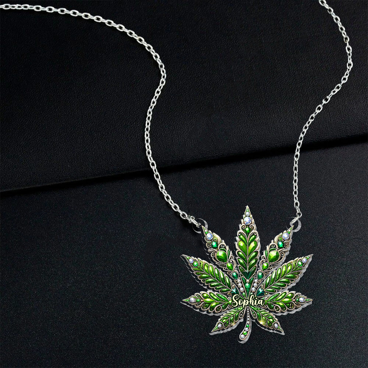 Stunning Leaf - Personalized Weed Custom Shaped Pendant Necklace