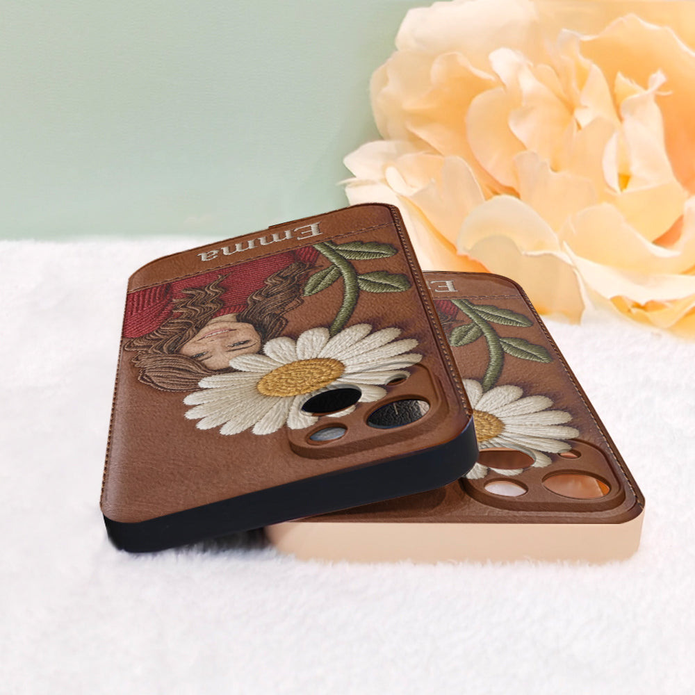 Custom Any Photo Birthmonth Flower - Personalized Self Love Leather Phone Case