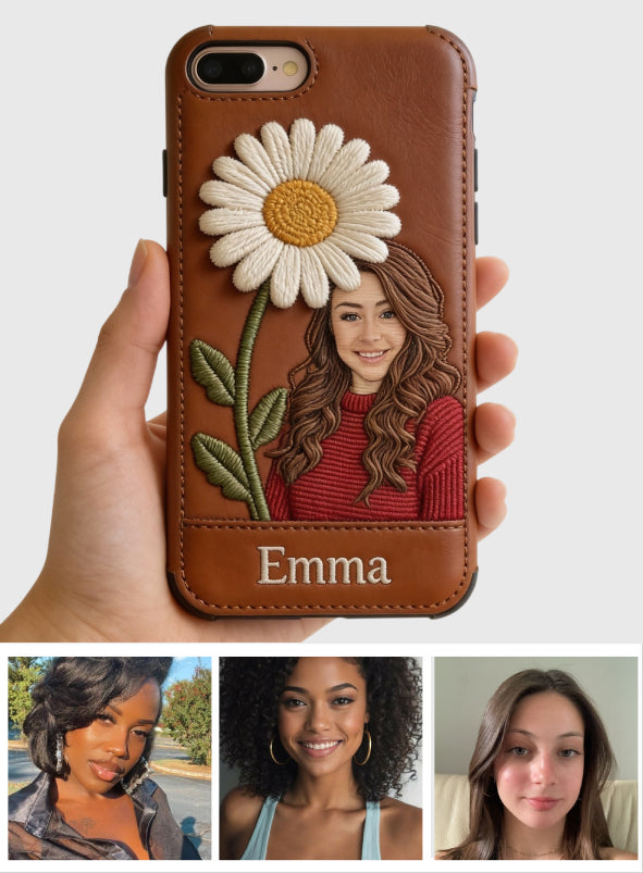 Custom Any Photo Birthmonth Flower - Personalized Self Love Leather Phone Case