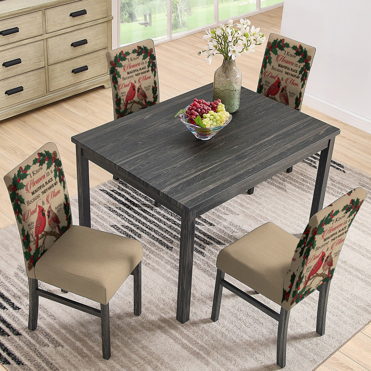 Heaven Is A Beautiful Place - Personalized Memorial Chair Cover Set