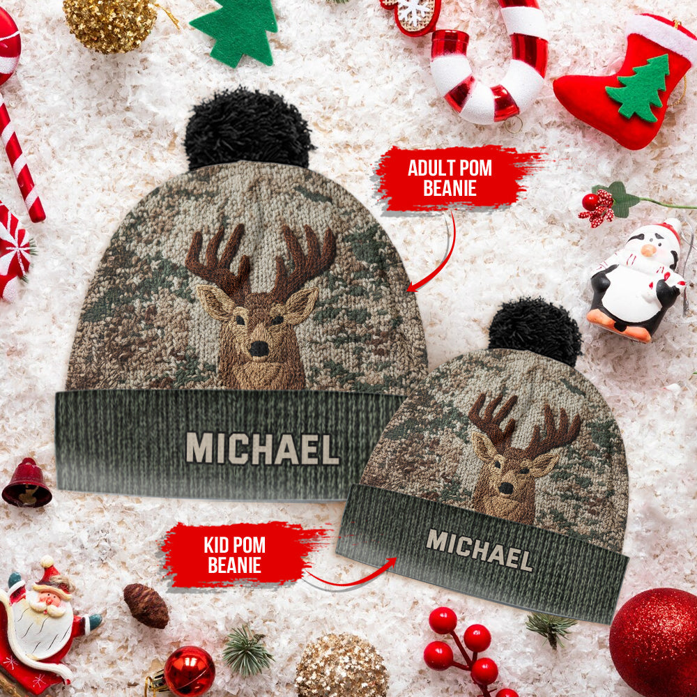 Deer Head - Personalized Hunting Beanie Hat