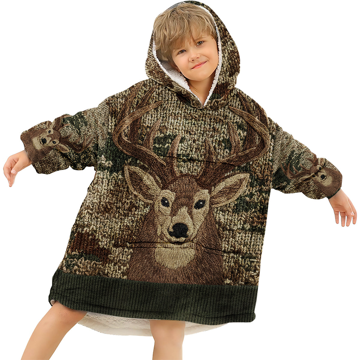 Deer Head - Personalized Hunting Blanket Hoodie