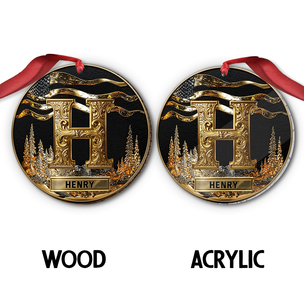 Personalisierter goldener Initialenanhänger für die Familie, Frohe Weihnachten 2025 – Individuell gestalteter Familienschmuck