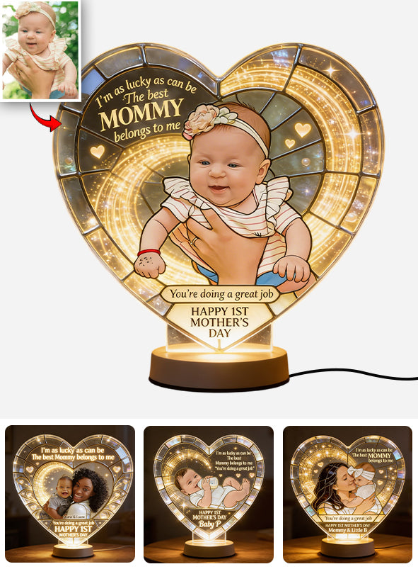 As Lucky As Can Be - 1st Mother's Day - Personalized Newborn Acrylic LED Night Light