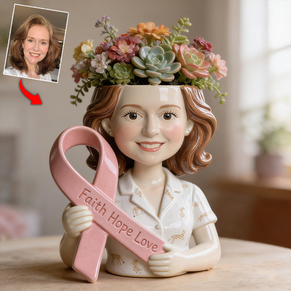 Custom Any Photo Breast Cancer Awareness - Personalized Breast Cancer Awareness Acrylic Pot