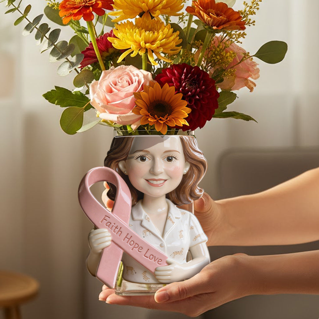 Custom Any Photo Breast Cancer Awareness - Personalized Breast Cancer Awareness Acrylic Pot