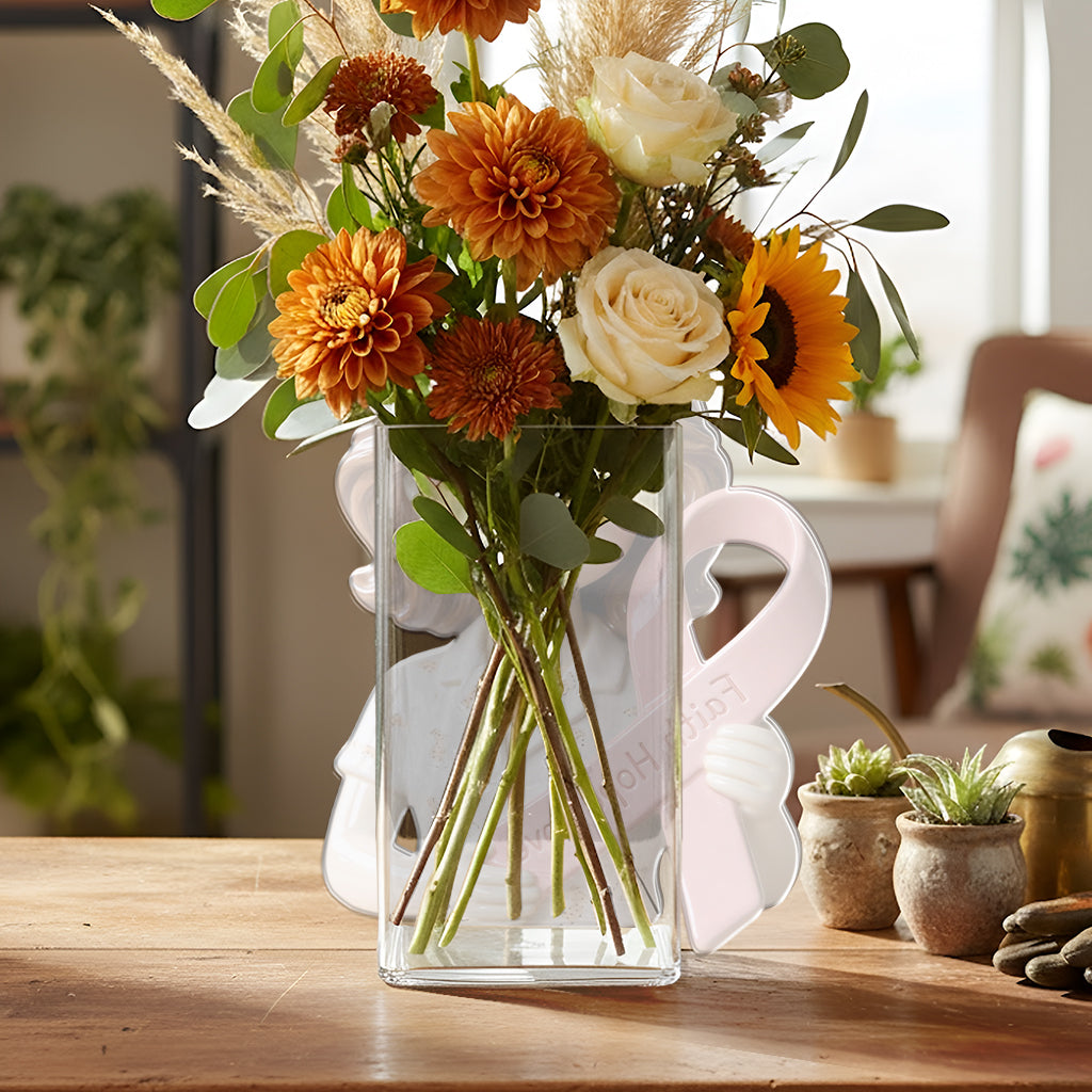 Custom Any Photo Breast Cancer Awareness - Personalized Breast Cancer Awareness Acrylic Pot