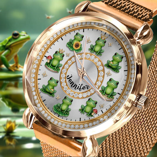 Liebe Frösche – Personalisierte Frosch-Damenhanduhr 