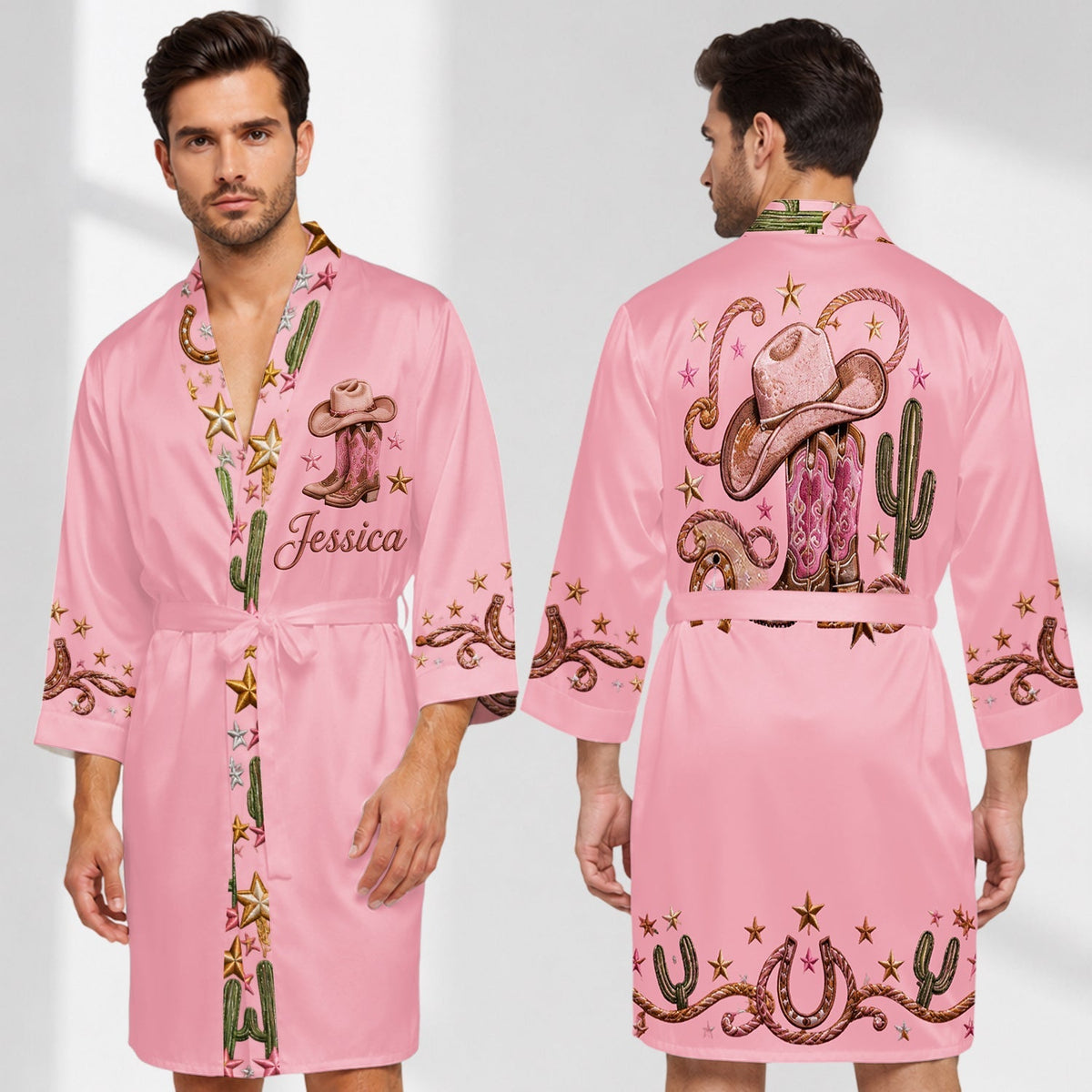 Pink Cowgirl - Personalisierte Cowgirl Satinrobe