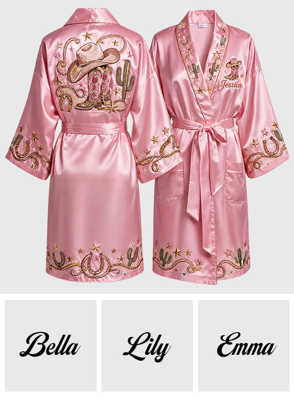 Pink Cowgirl - Personalisierte Cowgirl Satinrobe