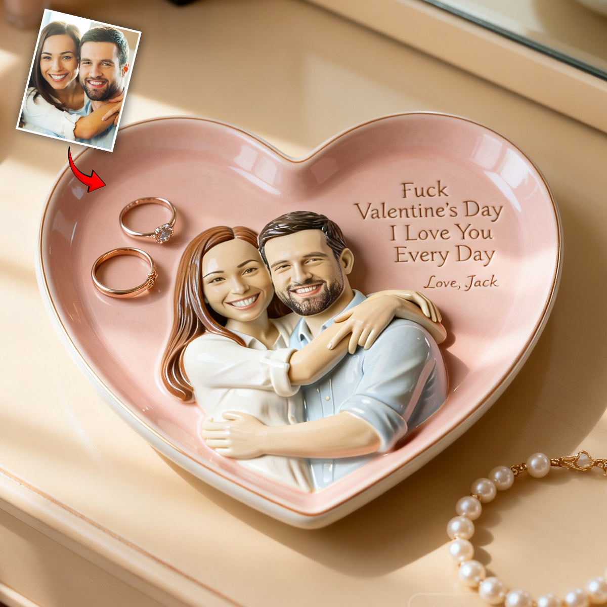 Individuell gestaltbare Ablage für Paare mit Foto – Personalisierte Ablage für Paare