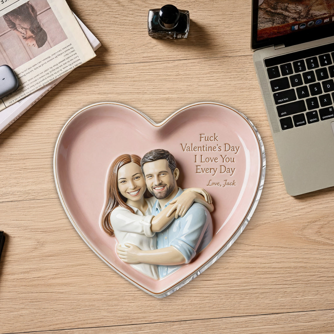 Individuell gestaltbare Ablage für Paare mit Foto – Personalisierte Ablage für Paare