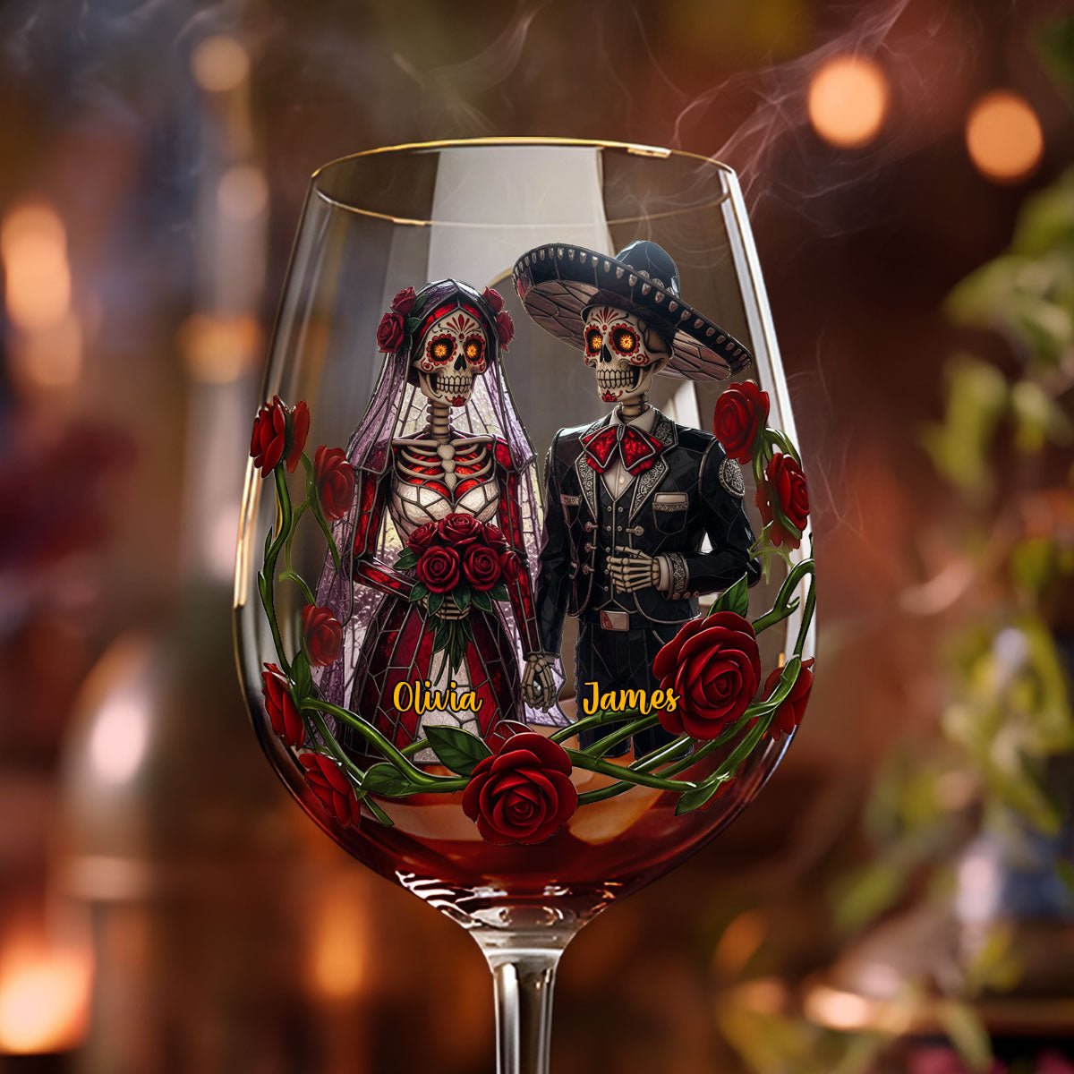 From Our First Kiss - Personalized Couple Wine Glass With Long Stem