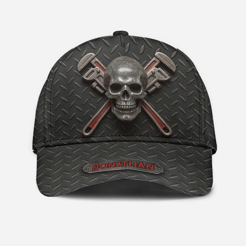 Cooles Geschenk für Klempner mit Skelettmotiv – Personalisierte Klempner-Klassikerkappe