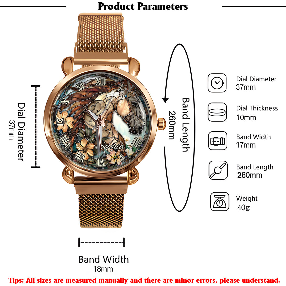 Horse Girl - Personalisierte Damen-Handuhr mit Pferdemotiv 