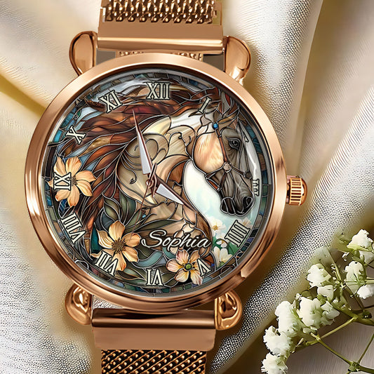 Horse Girl - Personalisierte Damen-Handuhr mit Pferdemotiv 