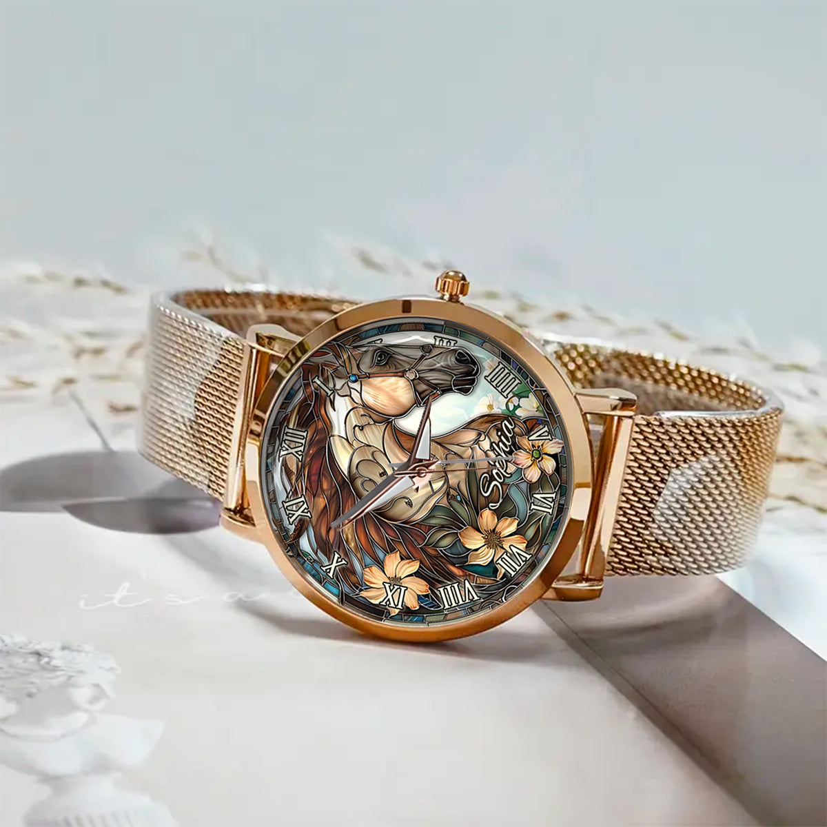 Horse Girl - Personalisierte Damen-Handuhr mit Pferdemotiv 