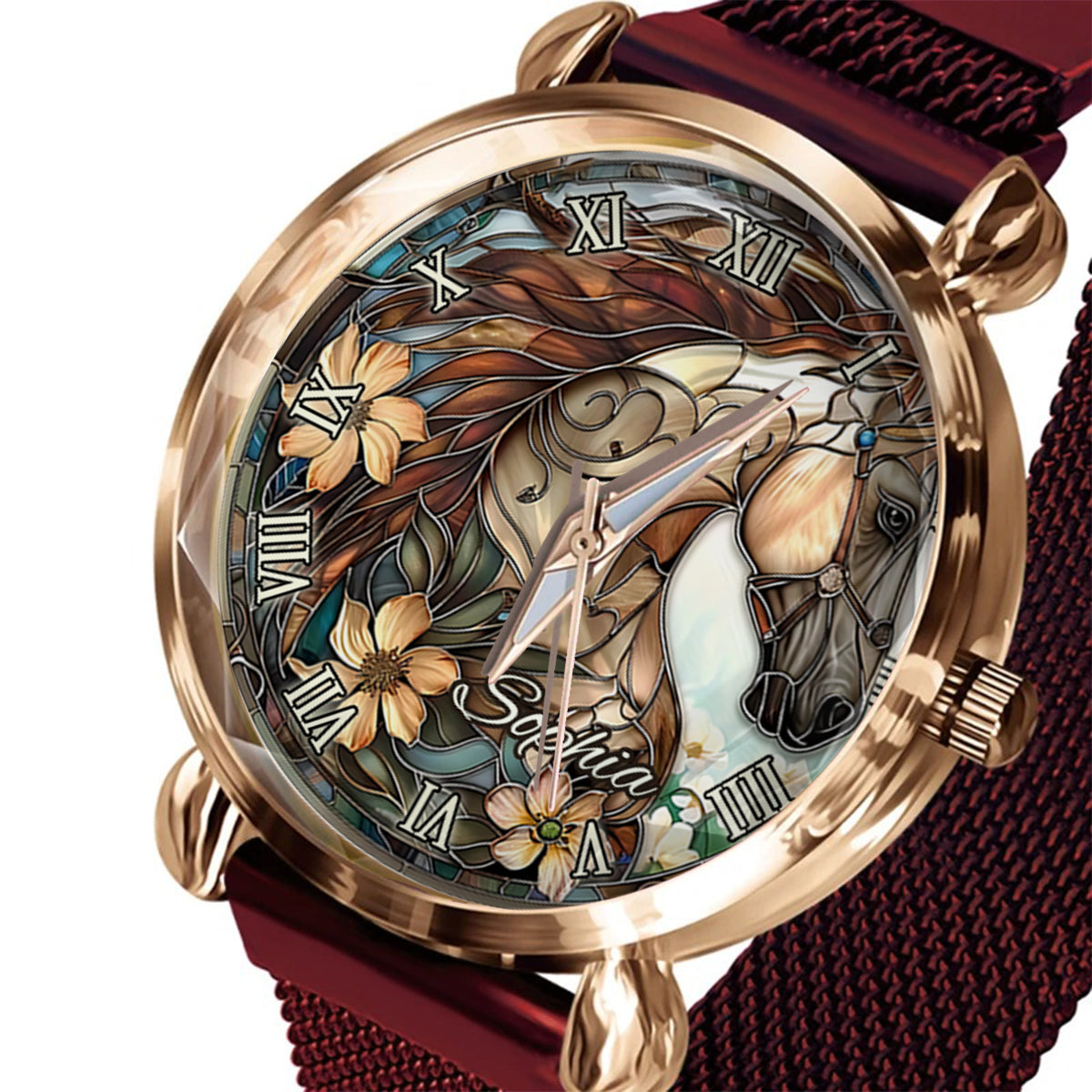 Horse Girl - Personalisierte Damen-Handuhr mit Pferdemotiv 