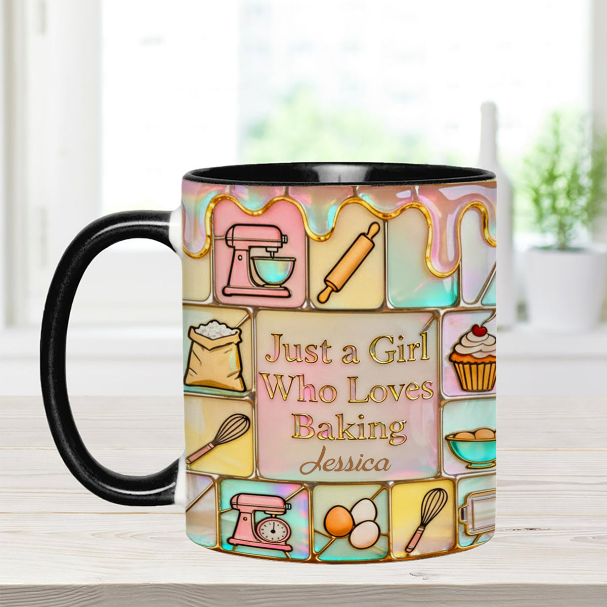 Just A Girl Who Loves Baking - Personalized Baking Set Accent Mug with Acrylic Stirrers