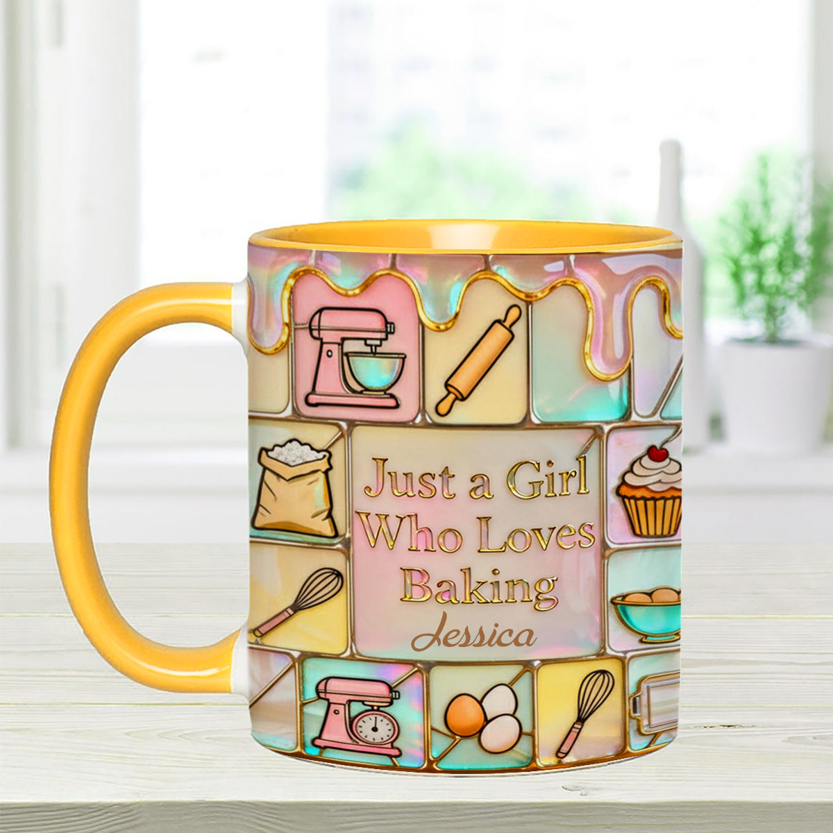 Just A Girl Who Loves Baking - Personalized Baking Set Accent Mug with Acrylic Stirrers