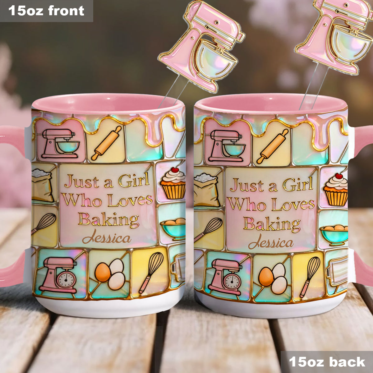 Just A Girl Who Loves Baking - Personalized Baking Set Accent Mug with Acrylic Stirrers