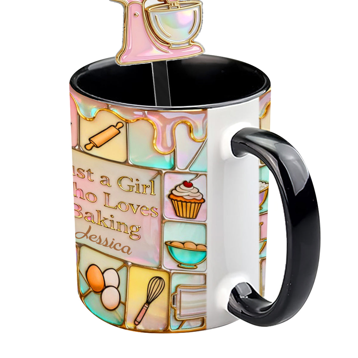 Just A Girl Who Loves Baking - Personalized Baking Set Accent Mug with Acrylic Stirrers