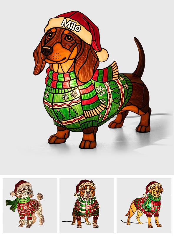 Fröhliche Weihnachten, Hunde! - Personalisierte Dackel-LED-Nachtleuchte aus Acryl