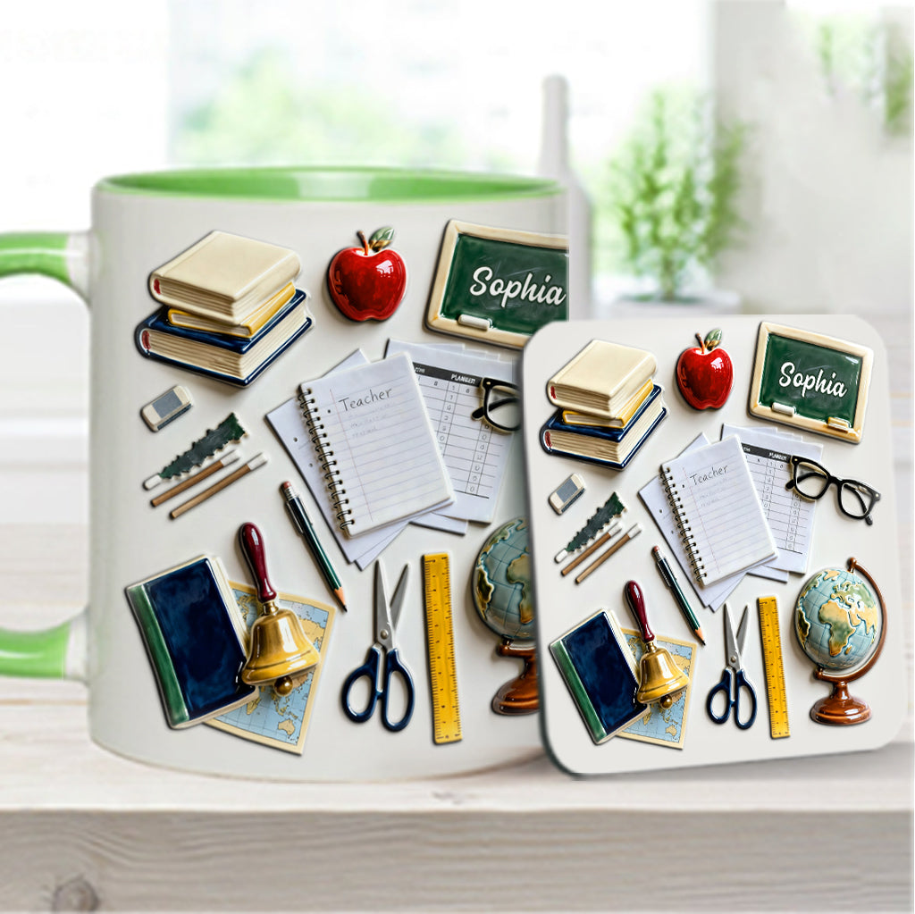 Live Love Teach - Personalized Teacher Accent Mug & Coaster