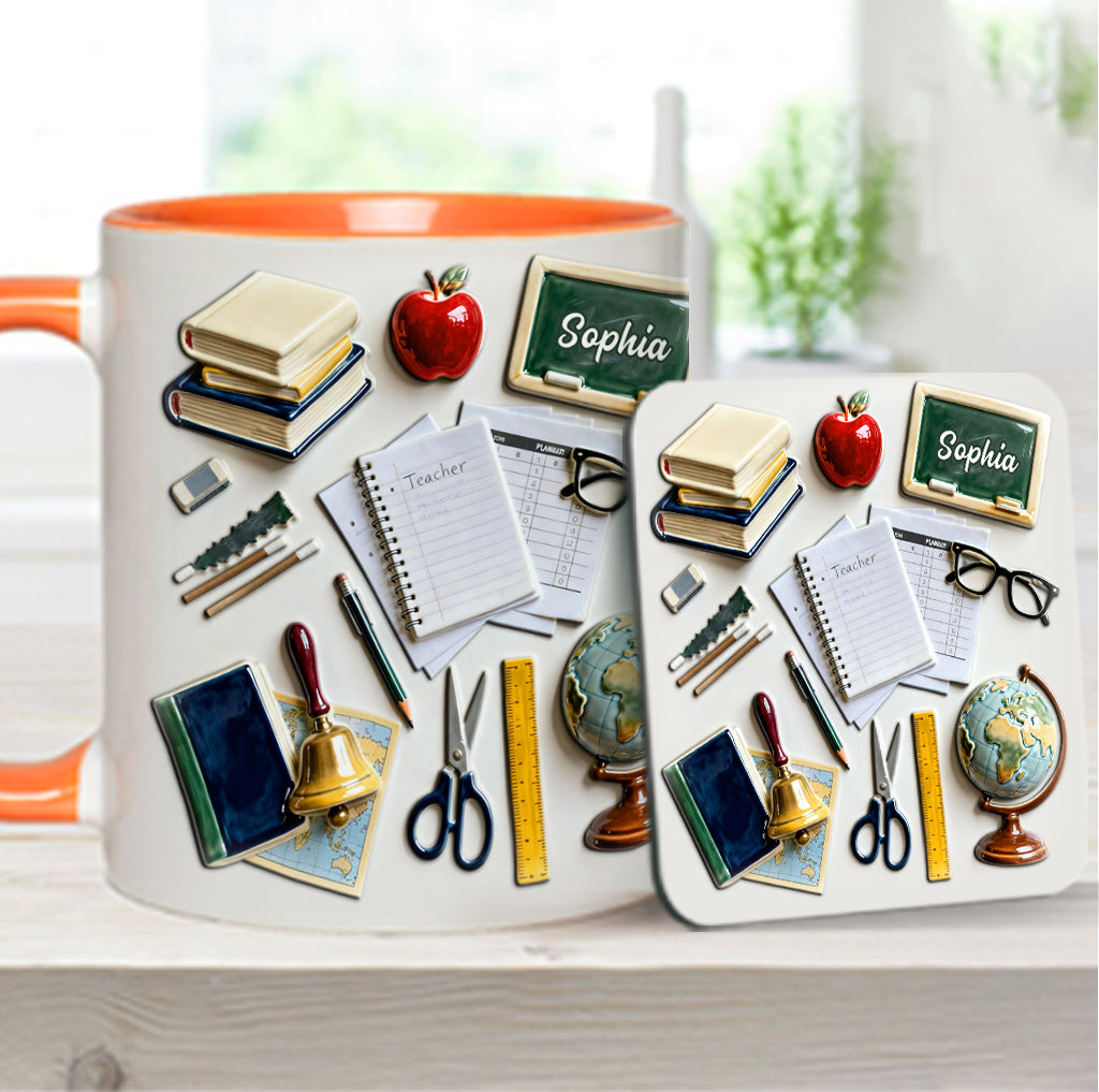 Live Love Teach - Personalized Teacher Accent Mug & Coaster