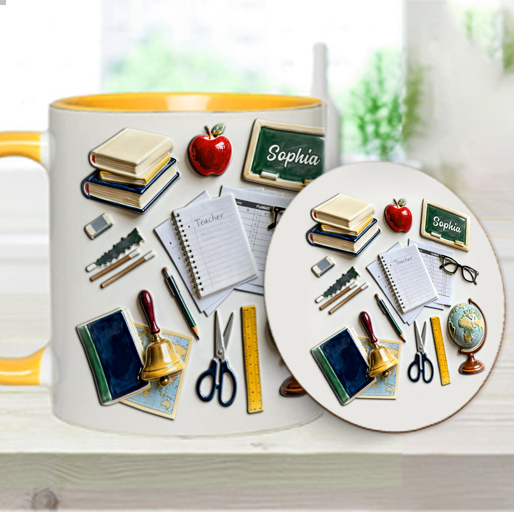 Live Love Teach - Personalized Teacher Accent Mug & Coaster