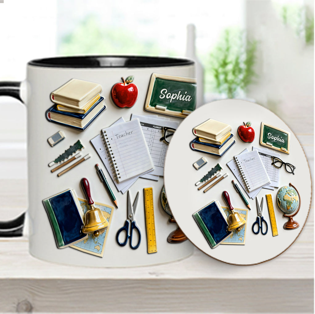 Live Love Teach - Personalized Teacher Accent Mug & Coaster