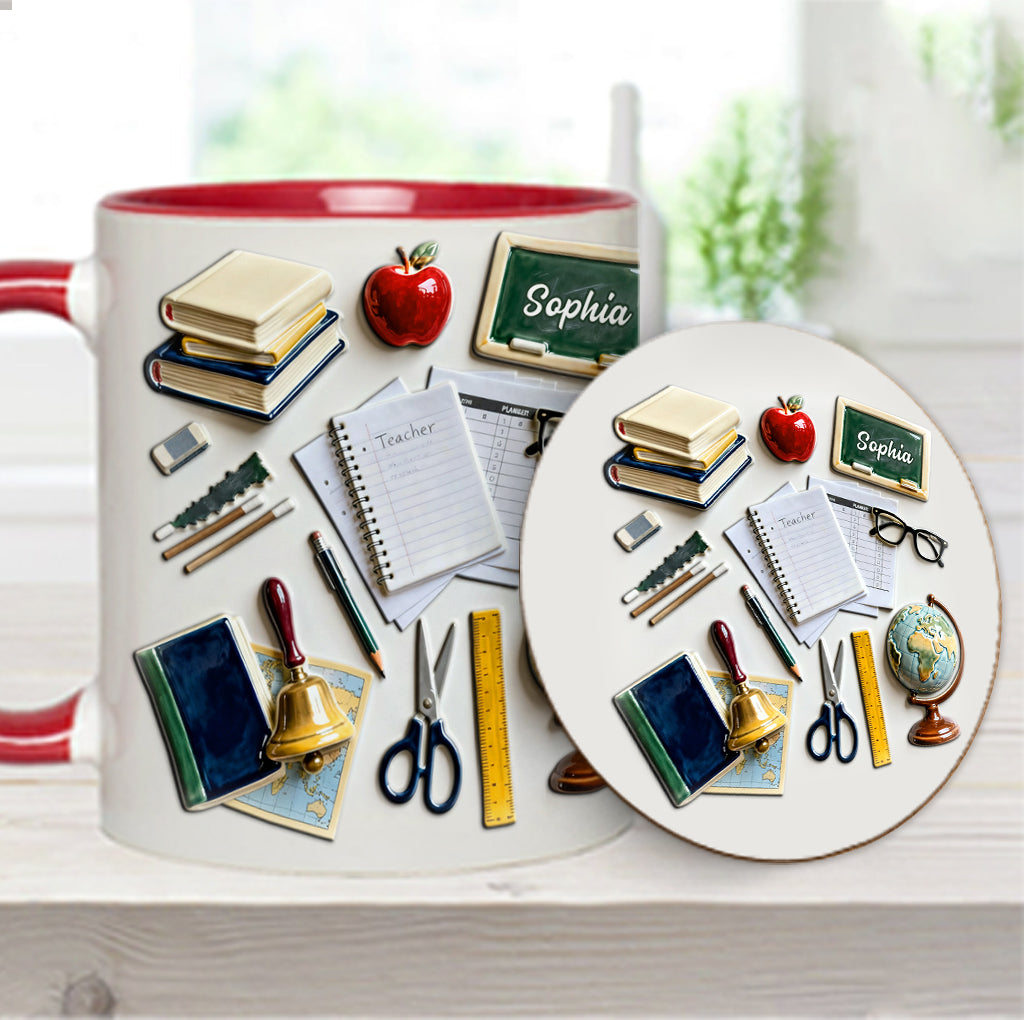 Live Love Teach - Personalized Teacher Accent Mug & Coaster