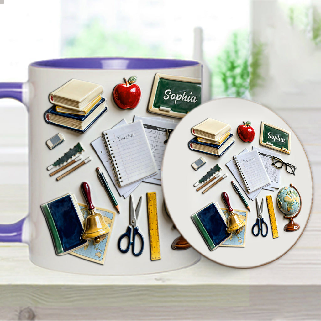 Live Love Teach - Personalized Teacher Accent Mug & Coaster