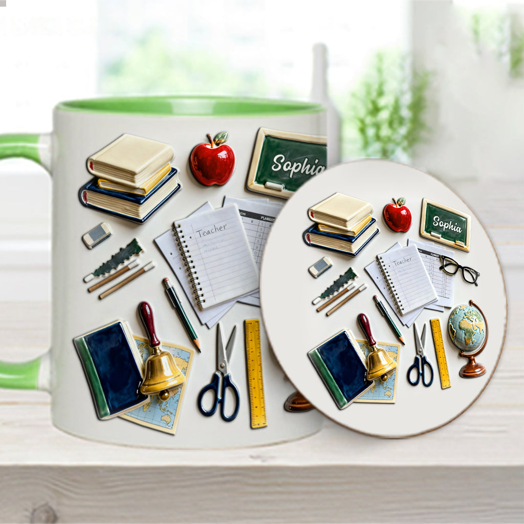 Live Love Teach - Personalized Teacher Accent Mug & Coaster
