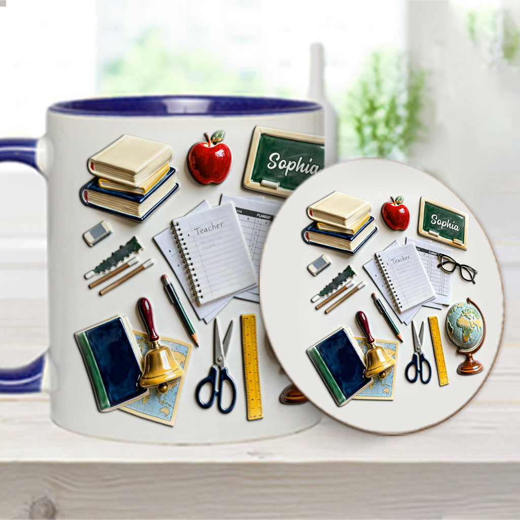 Live Love Teach - Personalized Teacher Accent Mug & Coaster