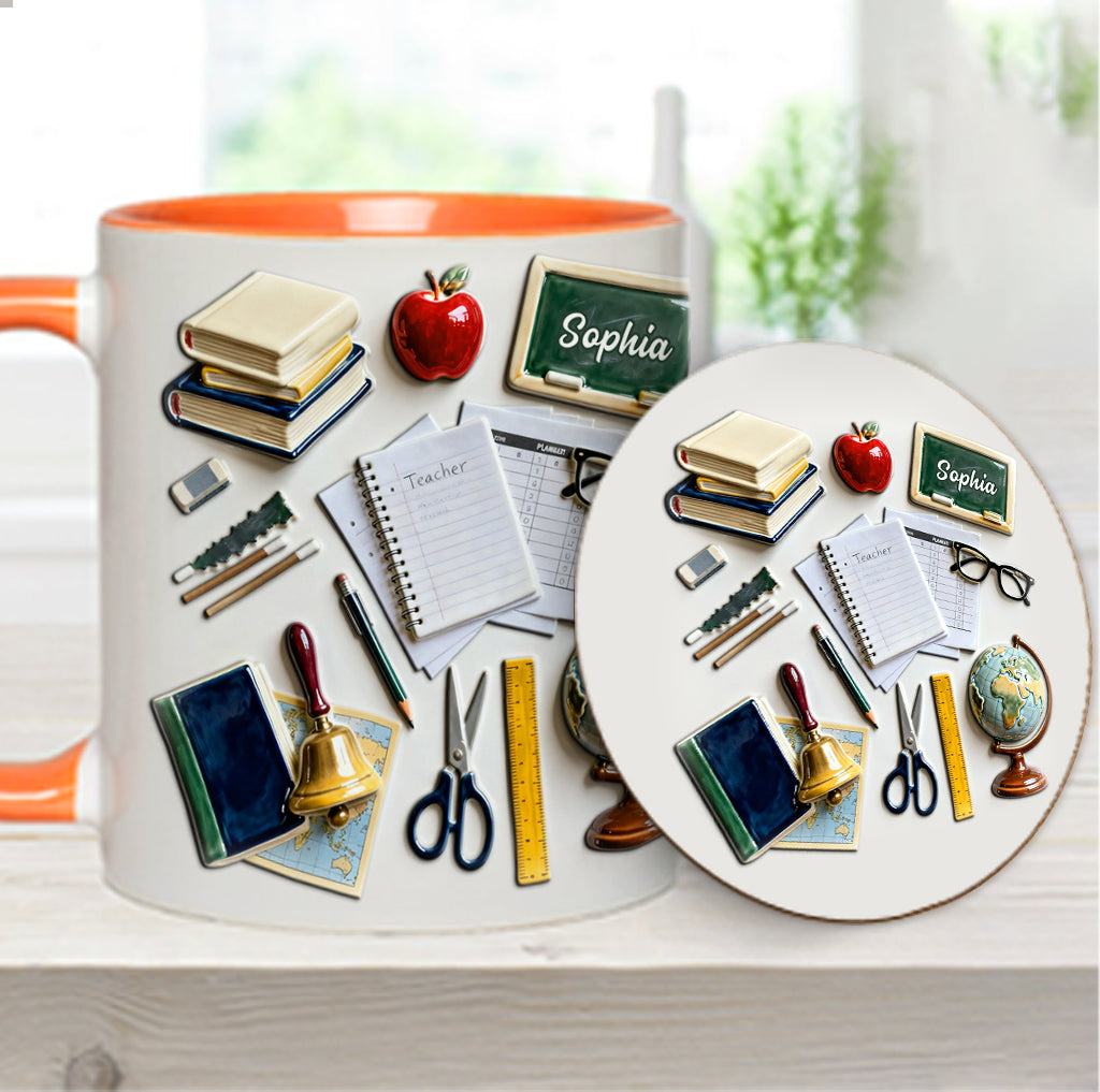 Live Love Teach - Personalized Teacher Accent Mug & Coaster