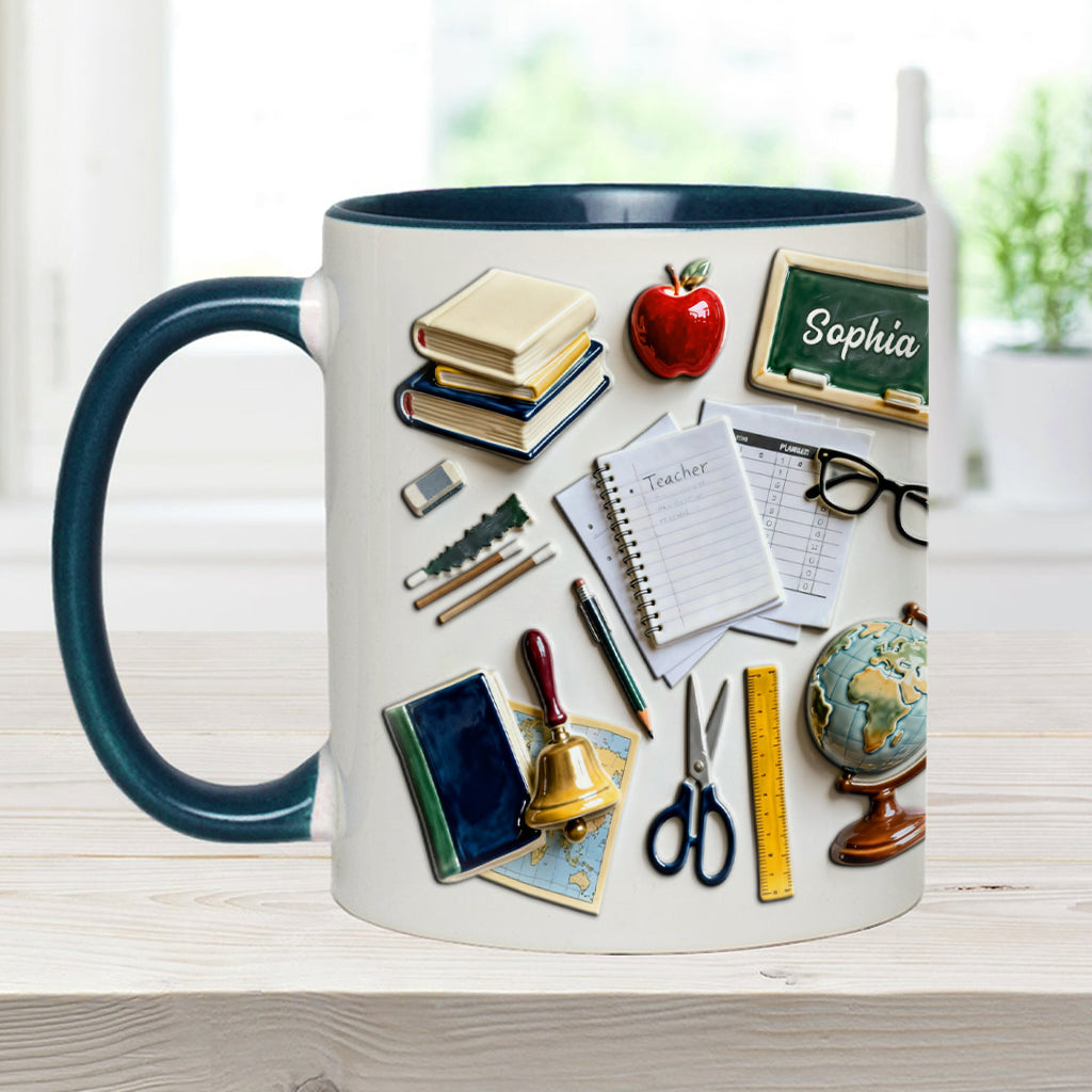 Live Love Teach - Personalized Teacher Accent Mug & Coaster