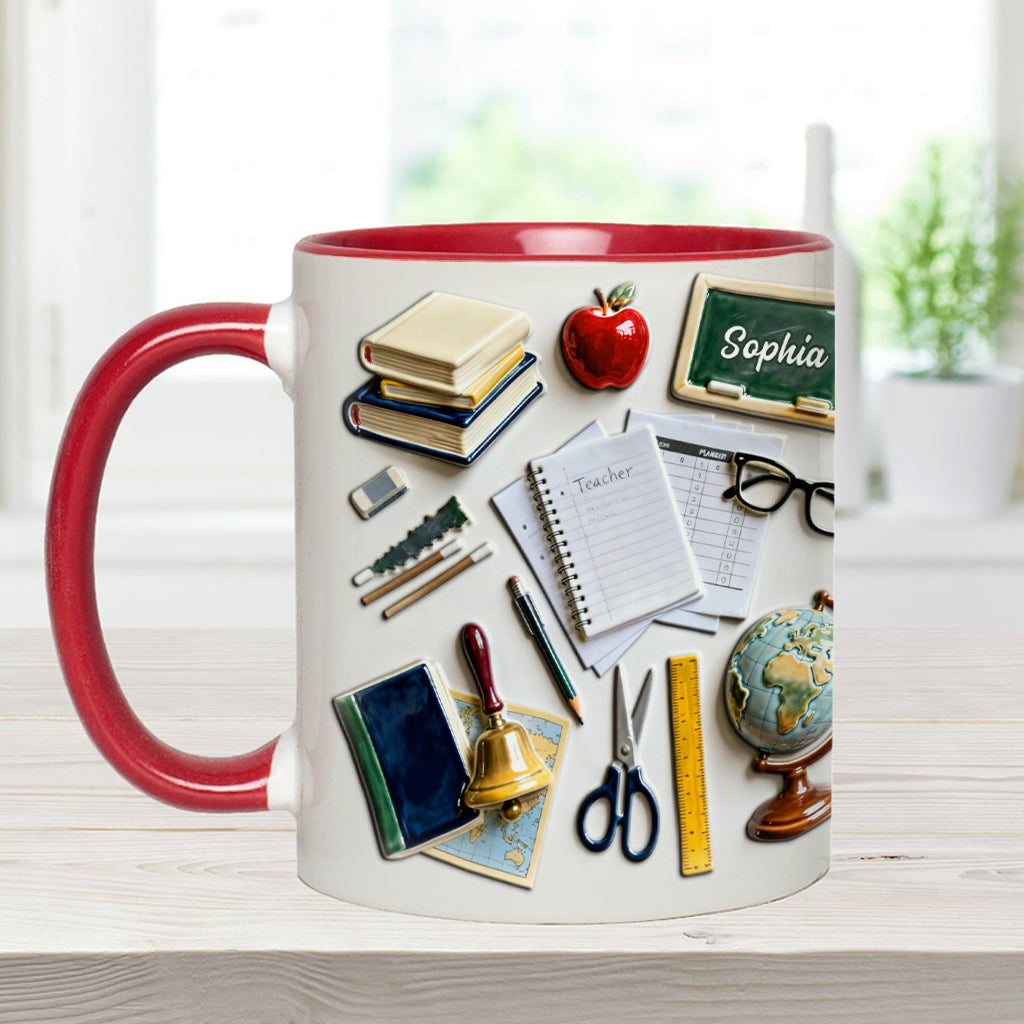Live Love Teach - Personalized Teacher Accent Mug & Coaster