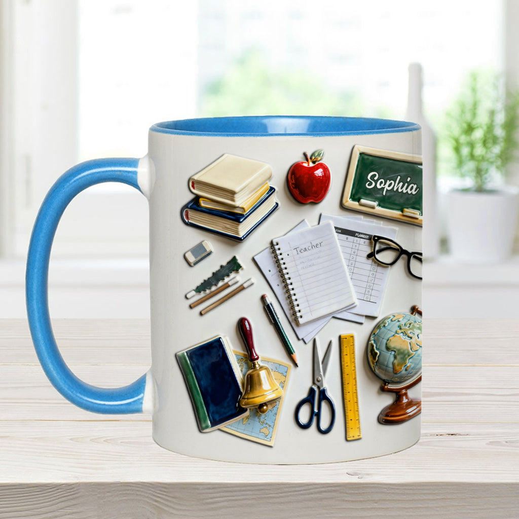 Live Love Teach - Personalized Teacher Accent Mug & Coaster
