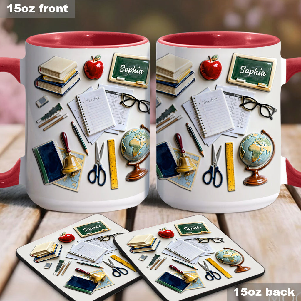 Live Love Teach - Personalized Teacher Accent Mug & Coaster