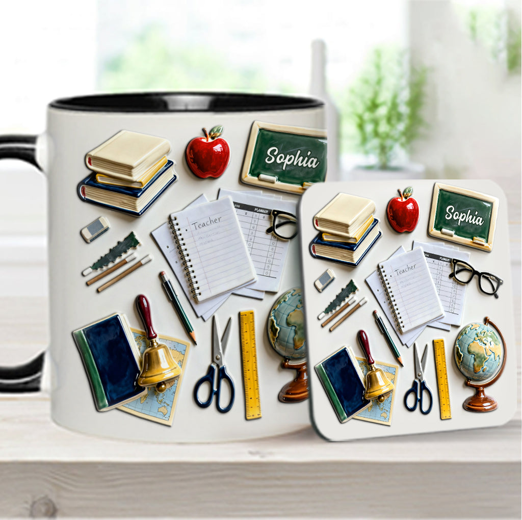 Live Love Teach - Personalized Teacher Accent Mug & Coaster