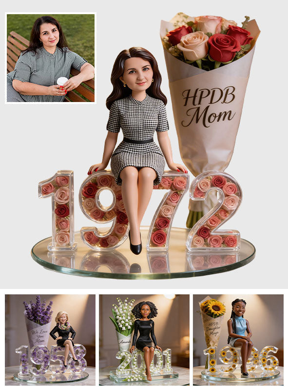 Blume, Foto und Jahr - Geschenk für Sie - Personalisierte Geburtstag Acrylplakette