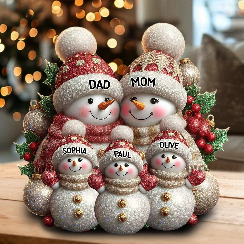 Merry Christmas Snowman - Personalized Family Custom Shaped Acrylic Plaque