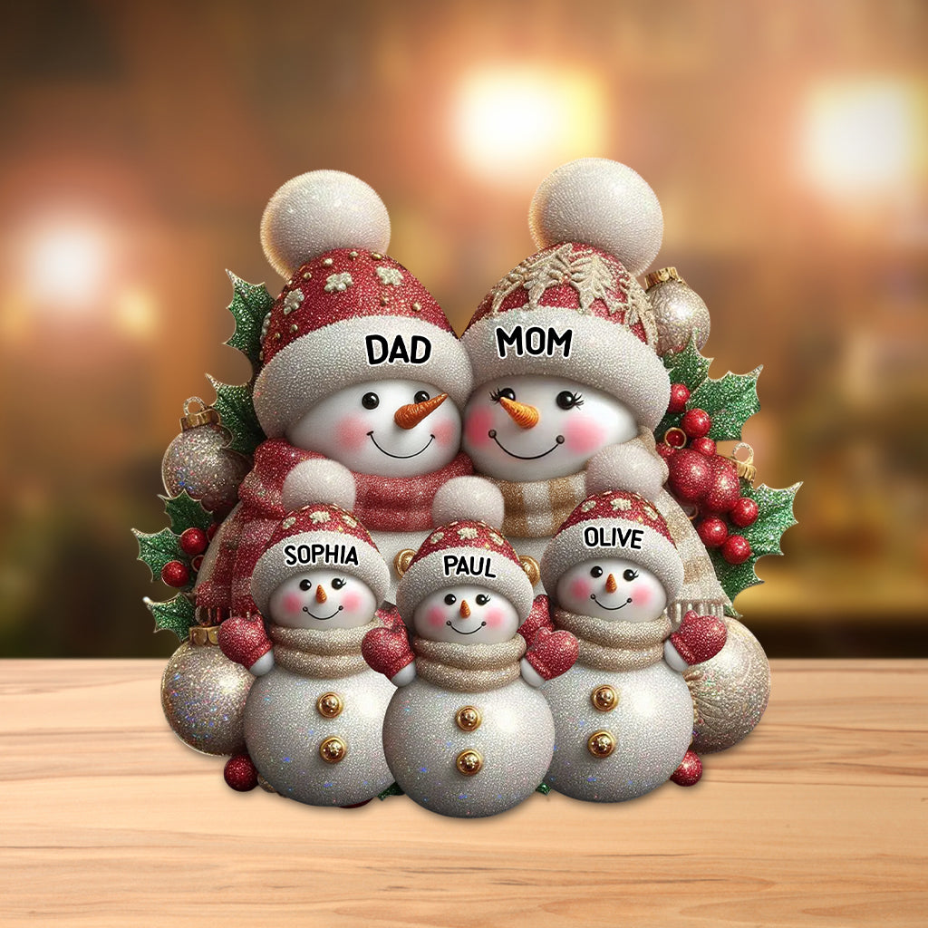 Merry Christmas Snowman - Personalized Family Custom Shaped Acrylic Plaque