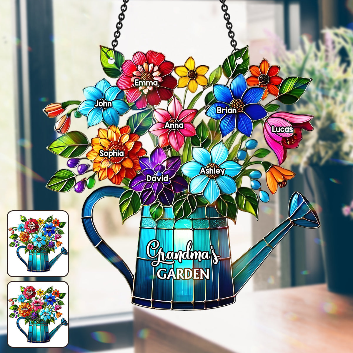 Omas Garten – Personalisierter Oma-Fensterhänger-Sonnenfänger
