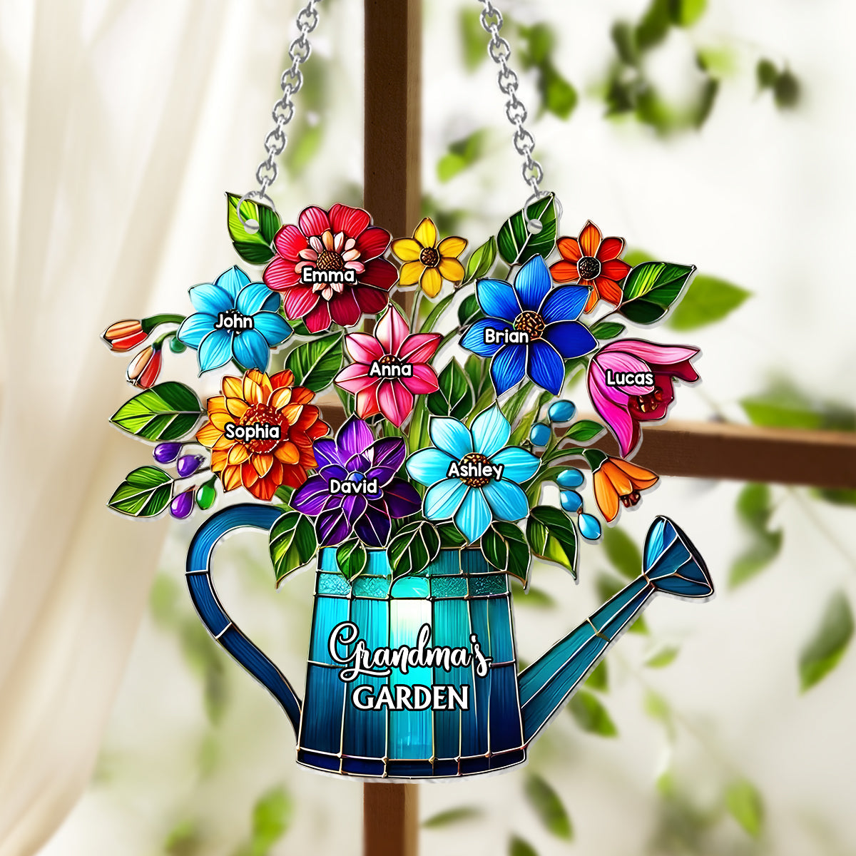 Omas Garten – Personalisierter Oma-Fensterhänger-Sonnenfänger
