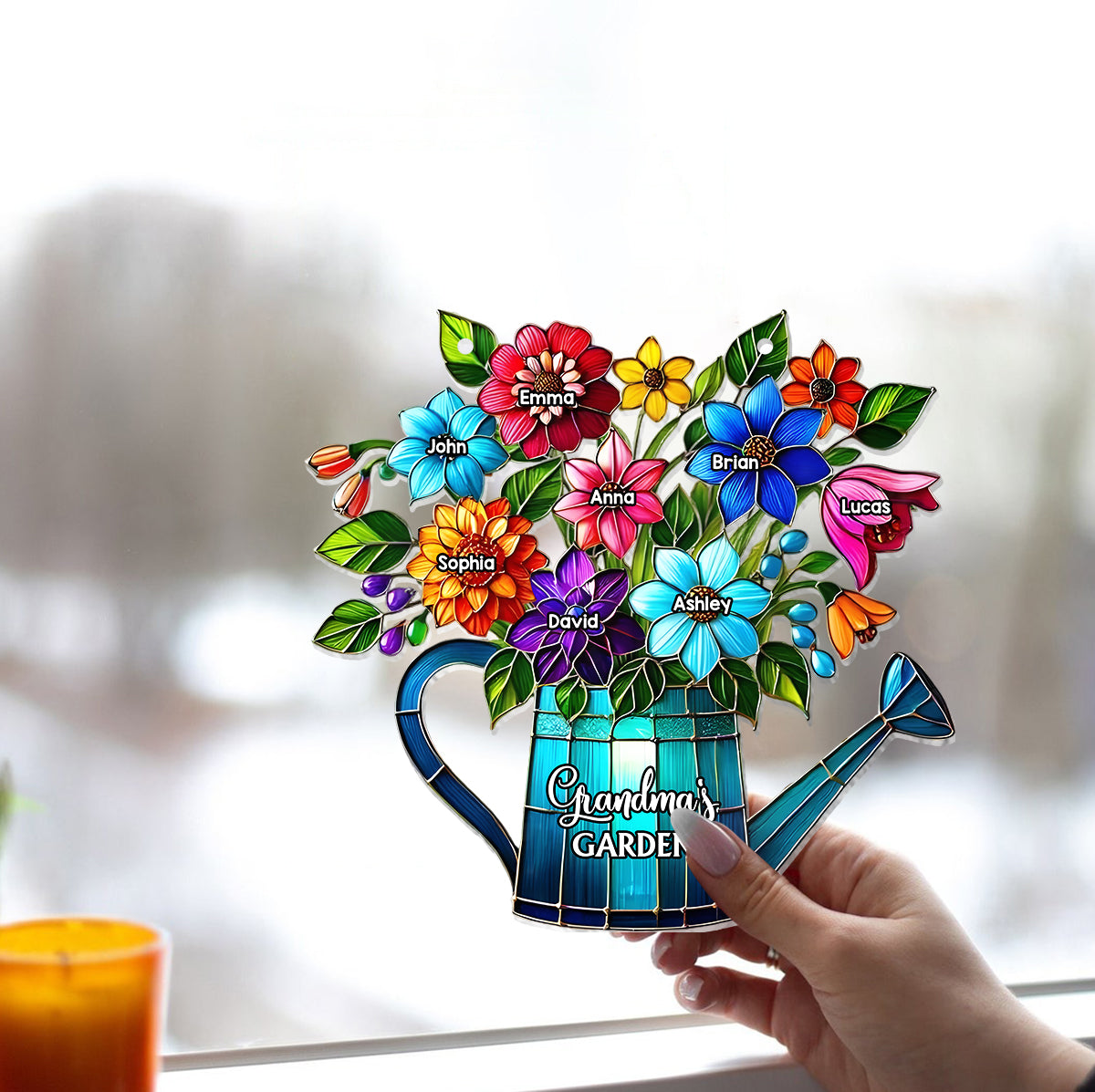 Omas Garten – Personalisierter Oma-Fensterhänger-Sonnenfänger